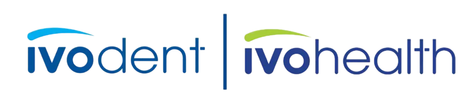 Logo featuring two brand names: "ivodent" in blue text with a curved line above, and "ivohealth" in green and blue text with a similar curved line. These names are separated by a vertical line, representing two distinct entities in the dental and healthcare sectors.